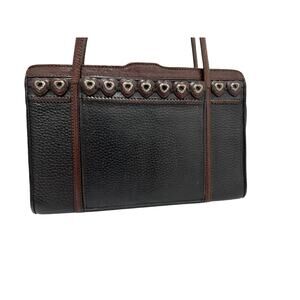 Brighton Leather Shoulder Bag Organizer Purse Hearts Accents